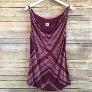 CAbi Burgundy Sleeveless Geometric Print Drape Tank Size Small